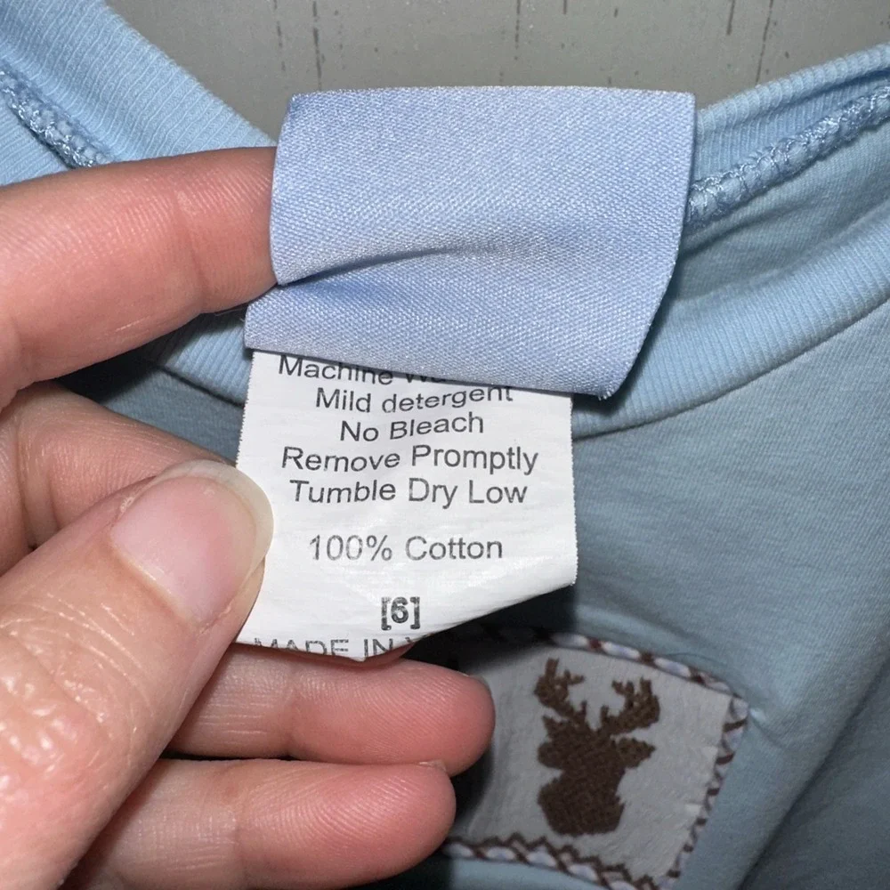Three Sisters Deer Smocked Boys Shirt  Size 6